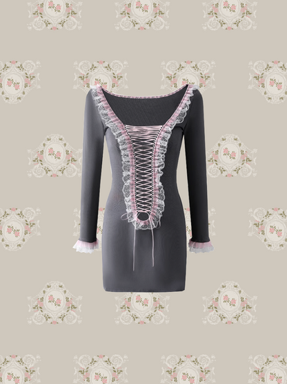 Hollow Lace Up 2 Way One Piece/ホローレースアップ2ウェイワンピース