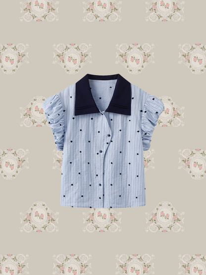 Asymmetry Dots Puff Shirt/アシンメトリードットパフシャツ