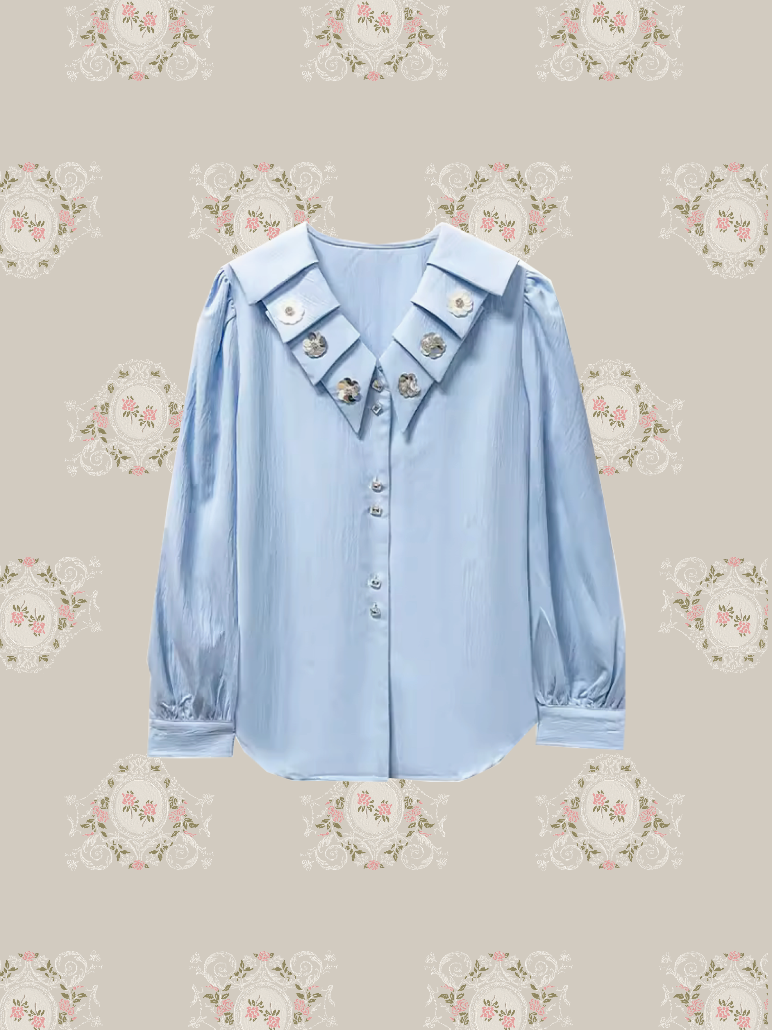 Silver Flower Collar Shirt/シルバー フラワー カラー シャツ