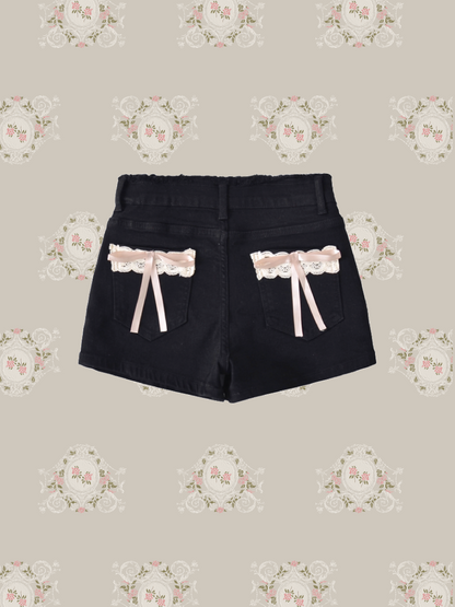 Cute Lace Deco Denim Pants/キュートレースデコデニムパンツ