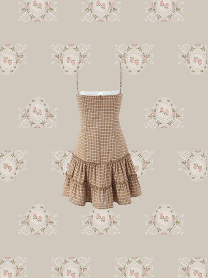 Plaid Lace Tiered Cami Dress/チェック柄レースティアードキャミワンピース
