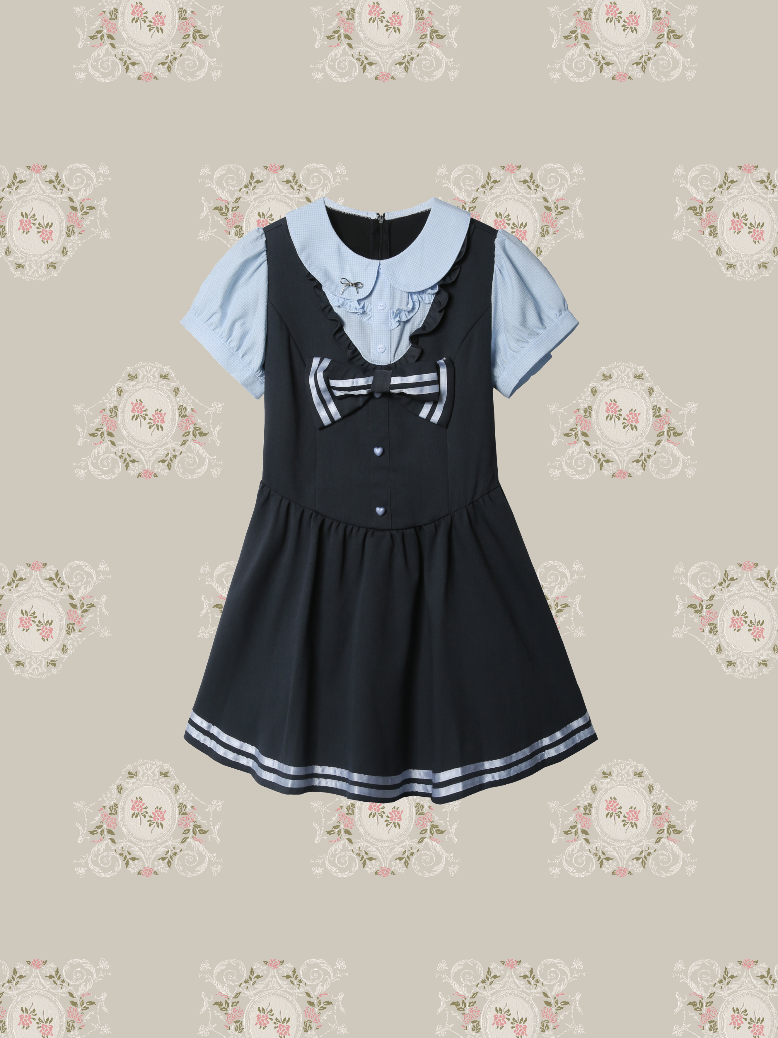 Sweet Baby Collar Preppy Dress/ベビーカラープレッピードレス