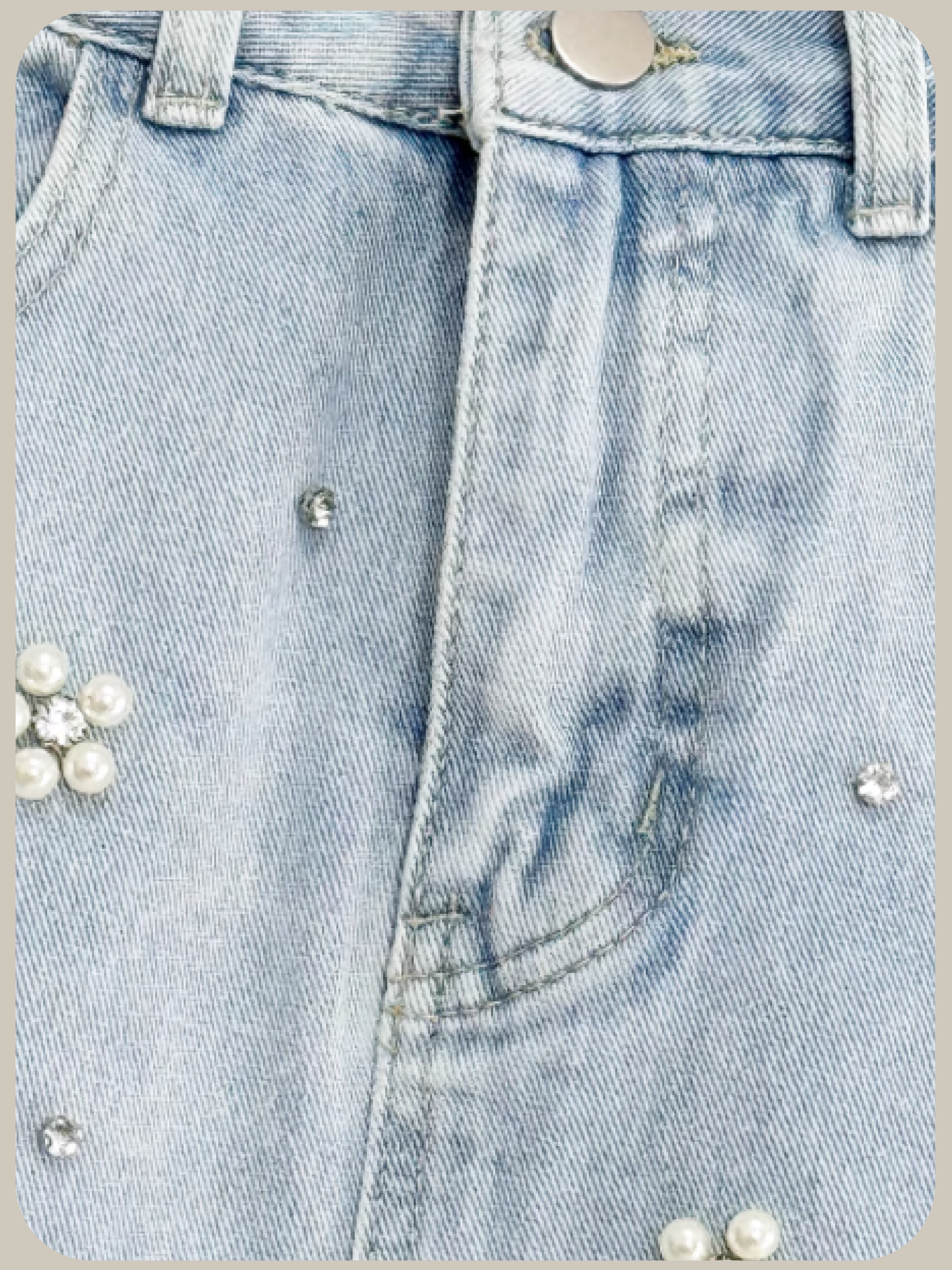 Pearl Deco Denim Skirt/パールデコデニムスカート