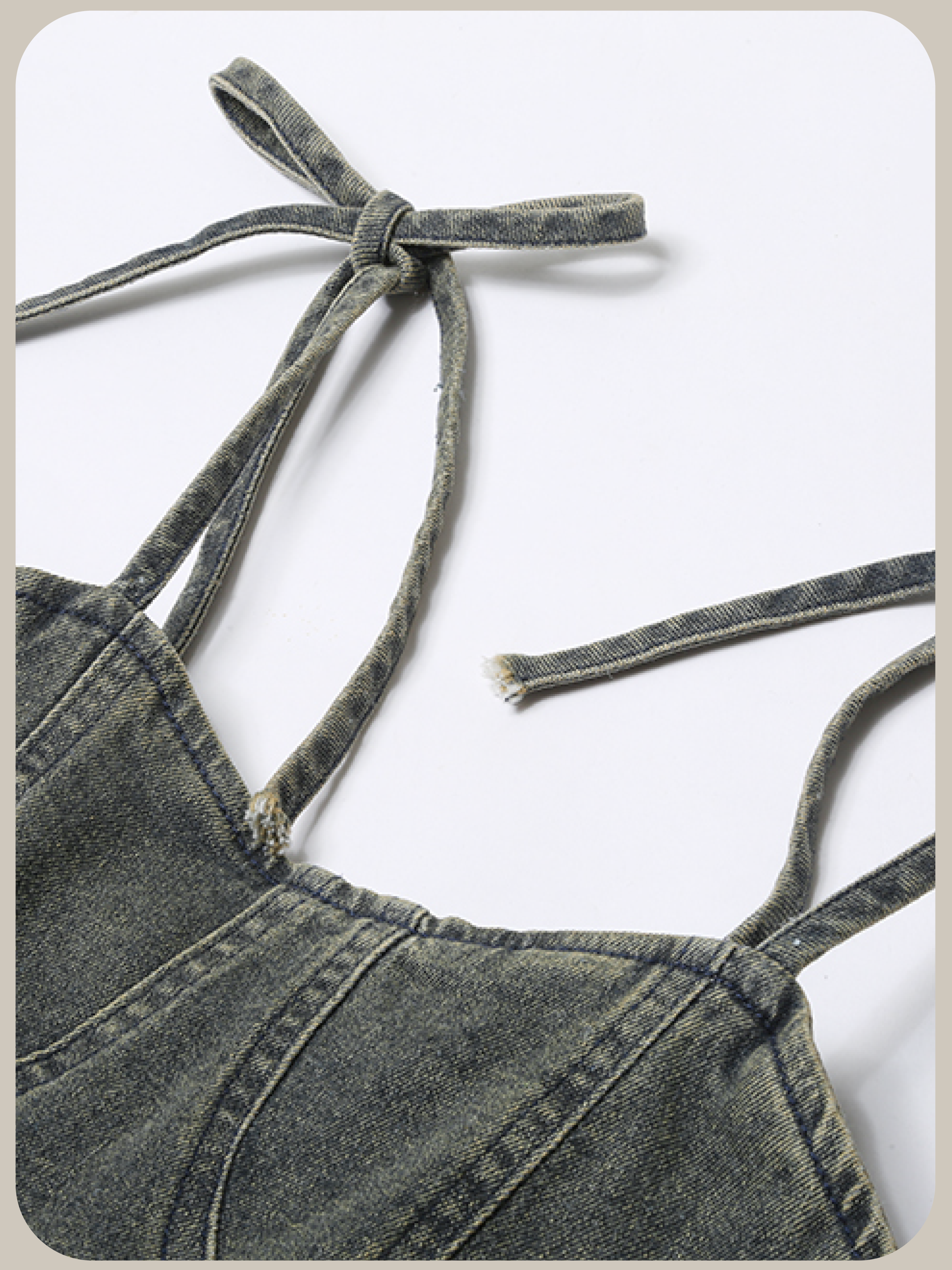 Rose Stitching Pleats Denim Cami/ローズステッチプリーツデニムキャミソール
