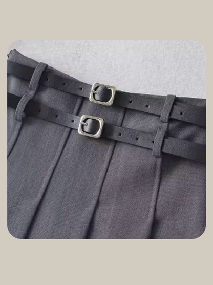 Double Belt Pleats Skirt ダブルベルトプリーツスカート