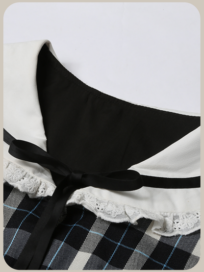 Sailor Collar Plaid Sweet Dress/セーラーカラーチェック柄スウィートワンピース