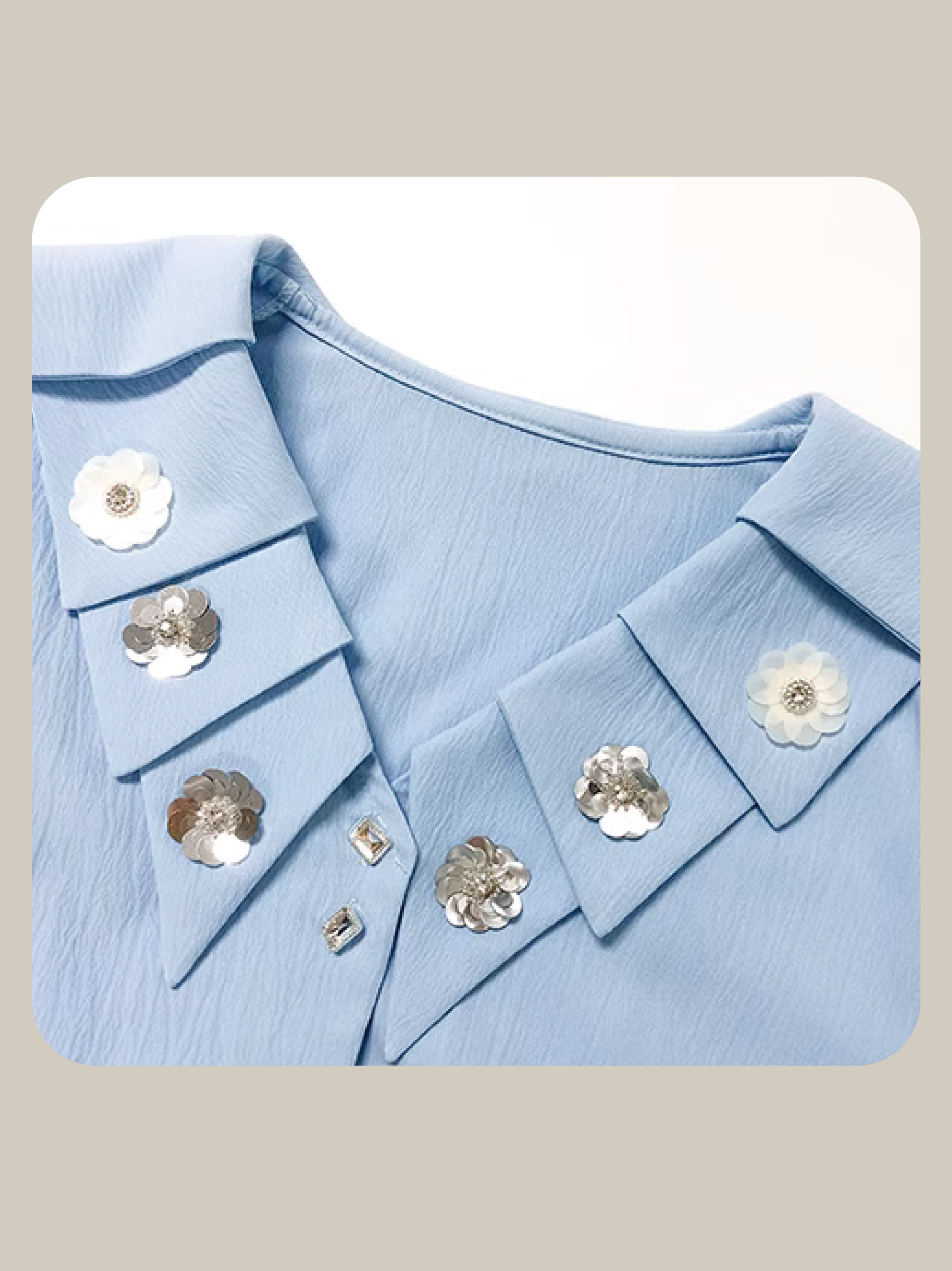 Silver Flower Collar Shirt 