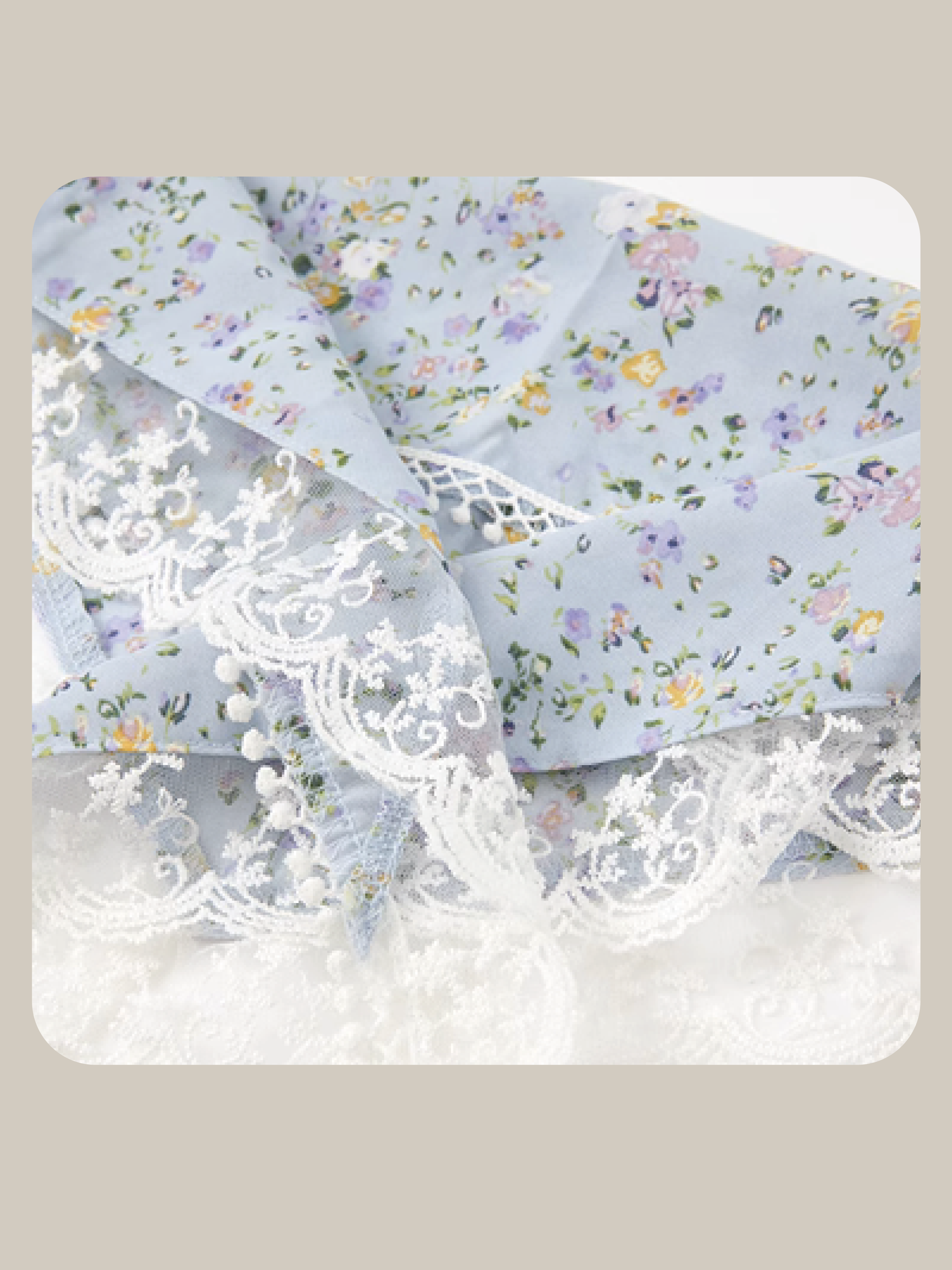French Floral One Piece With Turban ターバン付きフレンチフラワーワンピース