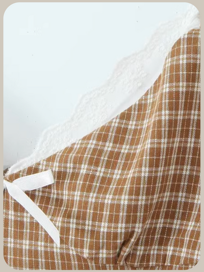 Plaid Lace Tiered Cami Dress/チェック柄レースティアードキャミワンピース
