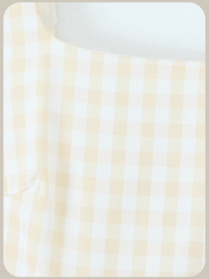French Plaid Voluminous Dress/フレンチチェックボリュームドレス