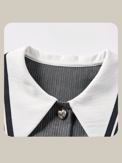 Polo Collar Shoulder Cut-Off Dress 