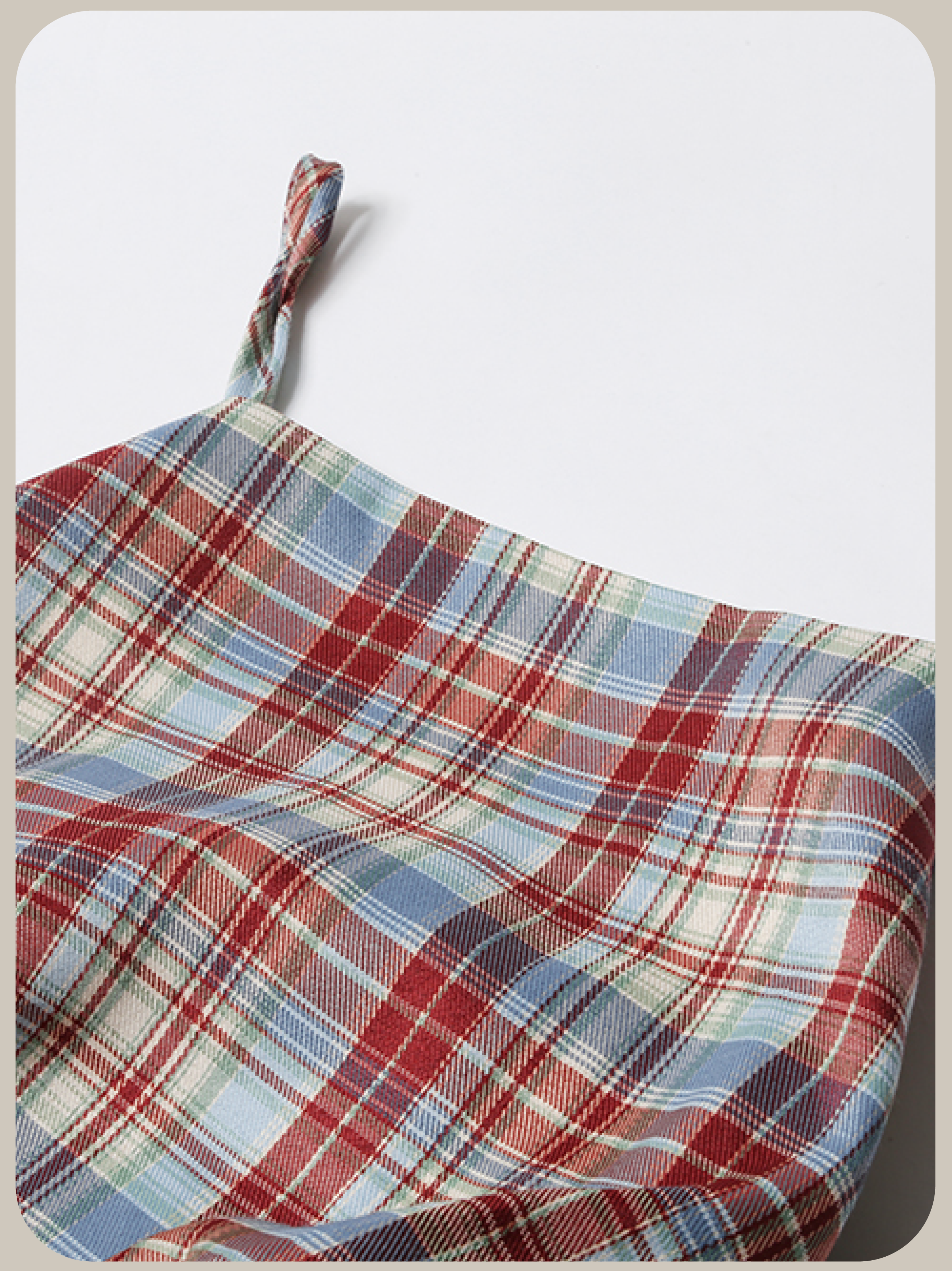 Red Plaid Puff Cami Dress/レッドチェック柄パフキャミワンピース