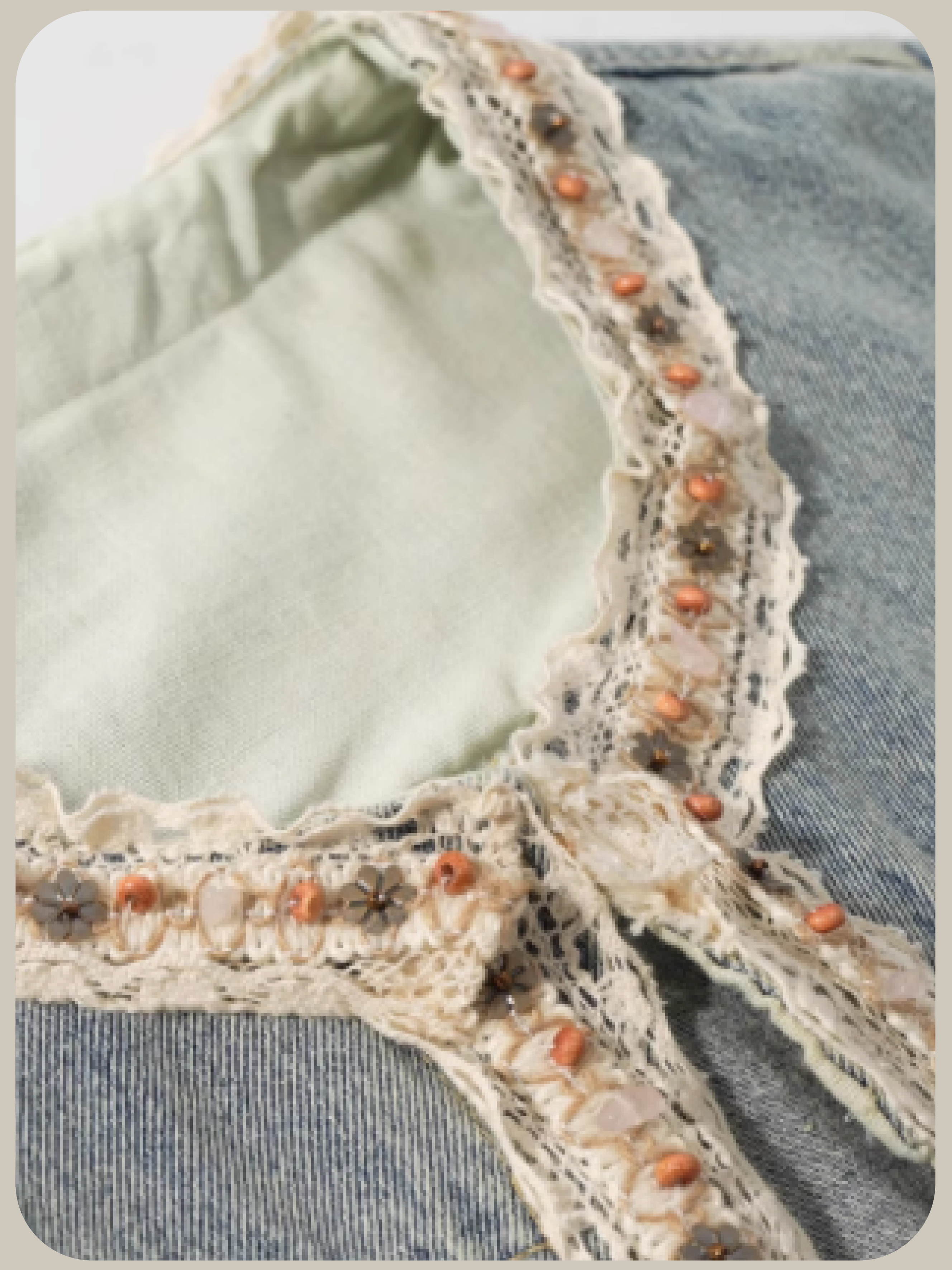 Romantic Beads Deco Denim Jacket/ロマンティックビーズデコデニムジャケット