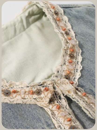 Romantic Beads Deco Denim Jacket/ロマンティックビーズデコデニムジャケット