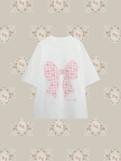 Ribbon Motif Embroidery T/リボンモチーフ刺繍Tシャツ