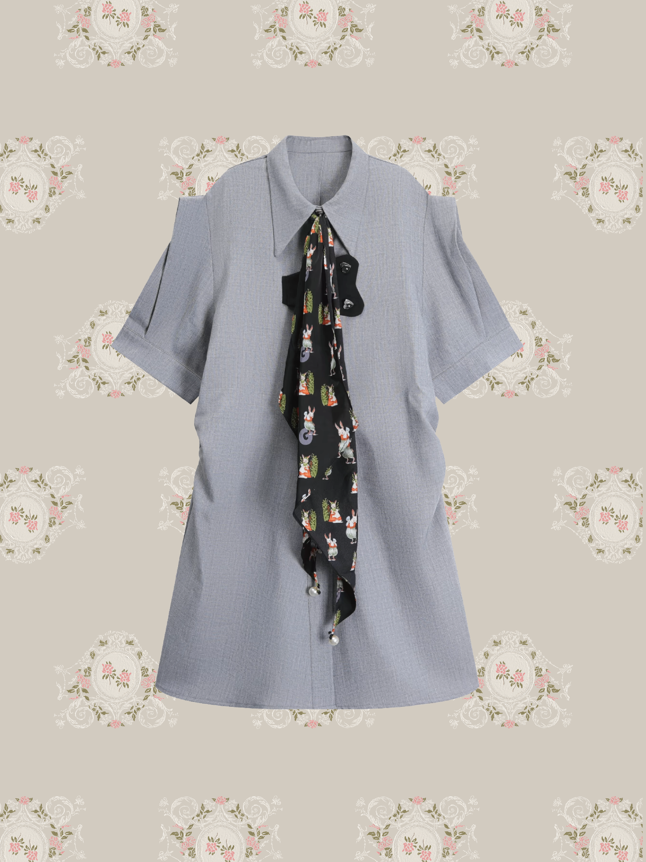 Smocked Tie Shirt Dress スモックタイシャツドレス