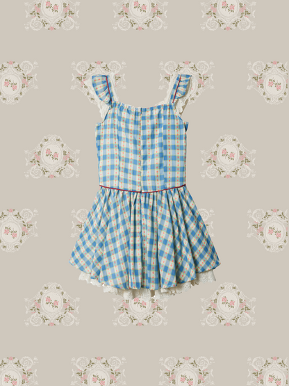 Garden Motif Plaid Frill Dress/ガーデンモチーフ チェック柄フリルワンピース