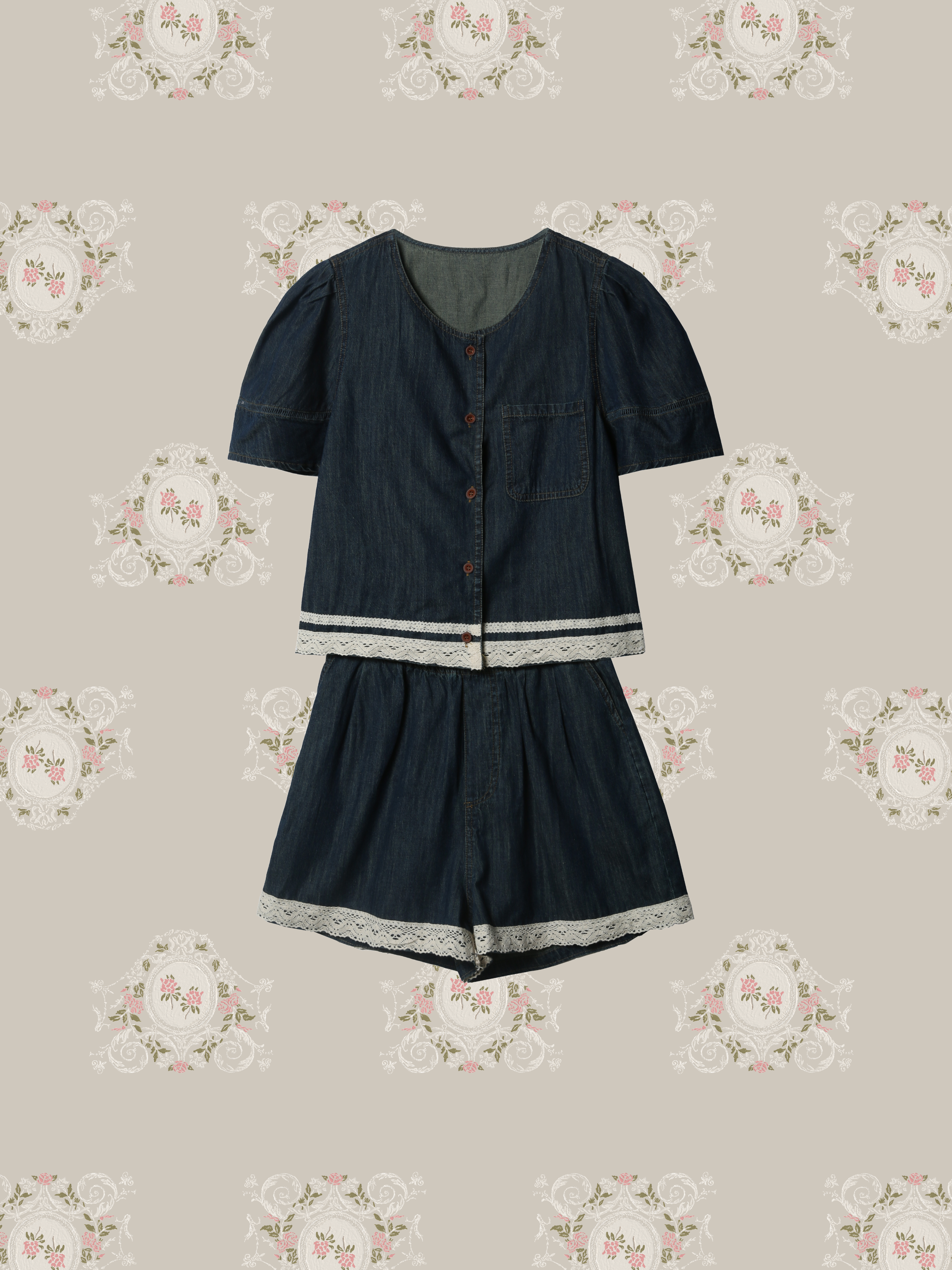 Romantic Lace Denim Set Up/ロマンティックレースデニムセットアップ