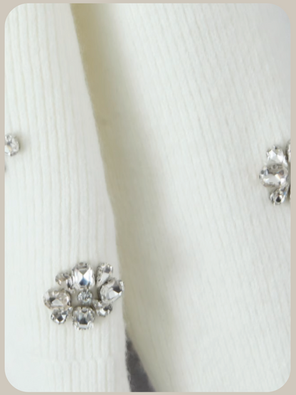Beading V-neck Ribbon Cardigan/ビーズVネックリボンカーディガン
