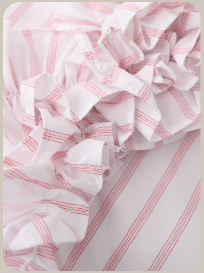 Ruffle Deco French Pink Shirt/ラッフルデコフレンチピンクシャツ