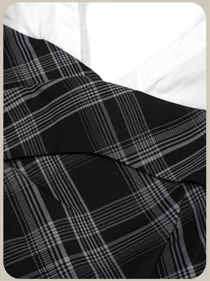 Plaid Patchwork Off Shoulder One Piece/チェック柄パッチワークオフショルダーワンピース