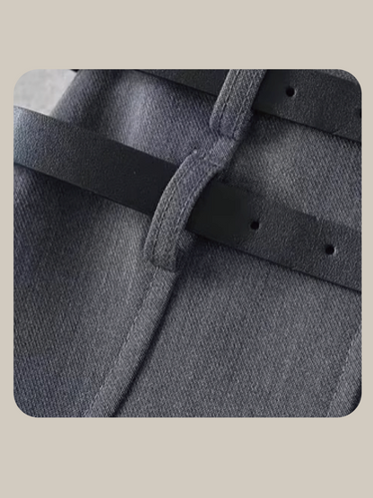 Double Belt Pleats Skirt Double Belt Pleats Skirt 