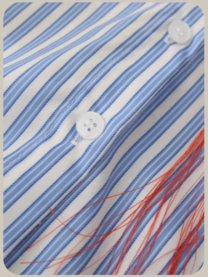 Lace Stitching Stripe Shirt Set-Up/レースステッチストライプシャツセットアップ