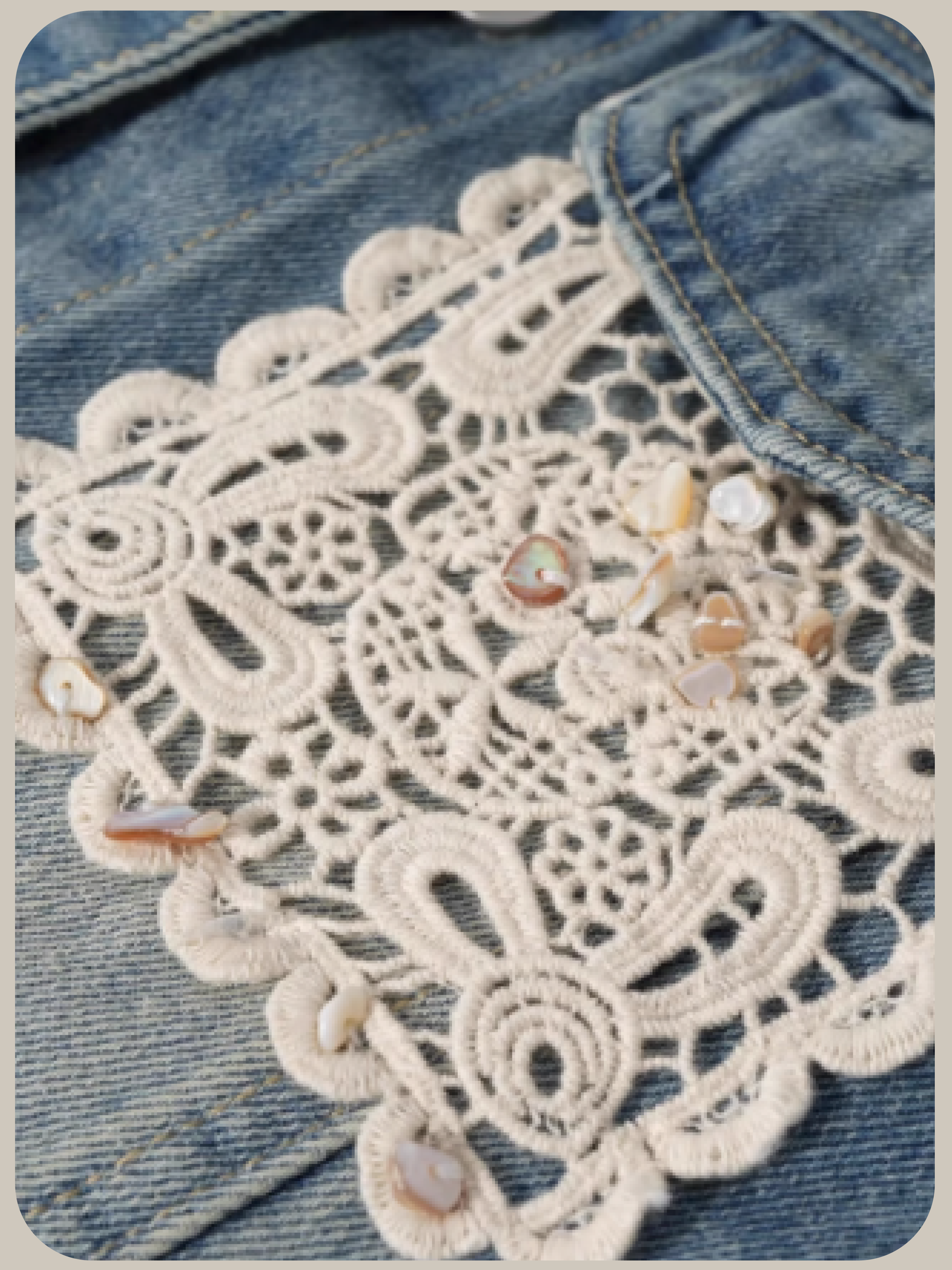 Lace Deco Denim Jacket/レースデコデニムジャケット
