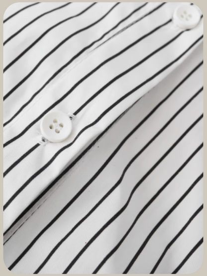 Waisted Baby Collar Stripe One Piece With Pants/ウエストベビーカラーストライプワンピース パンツセット