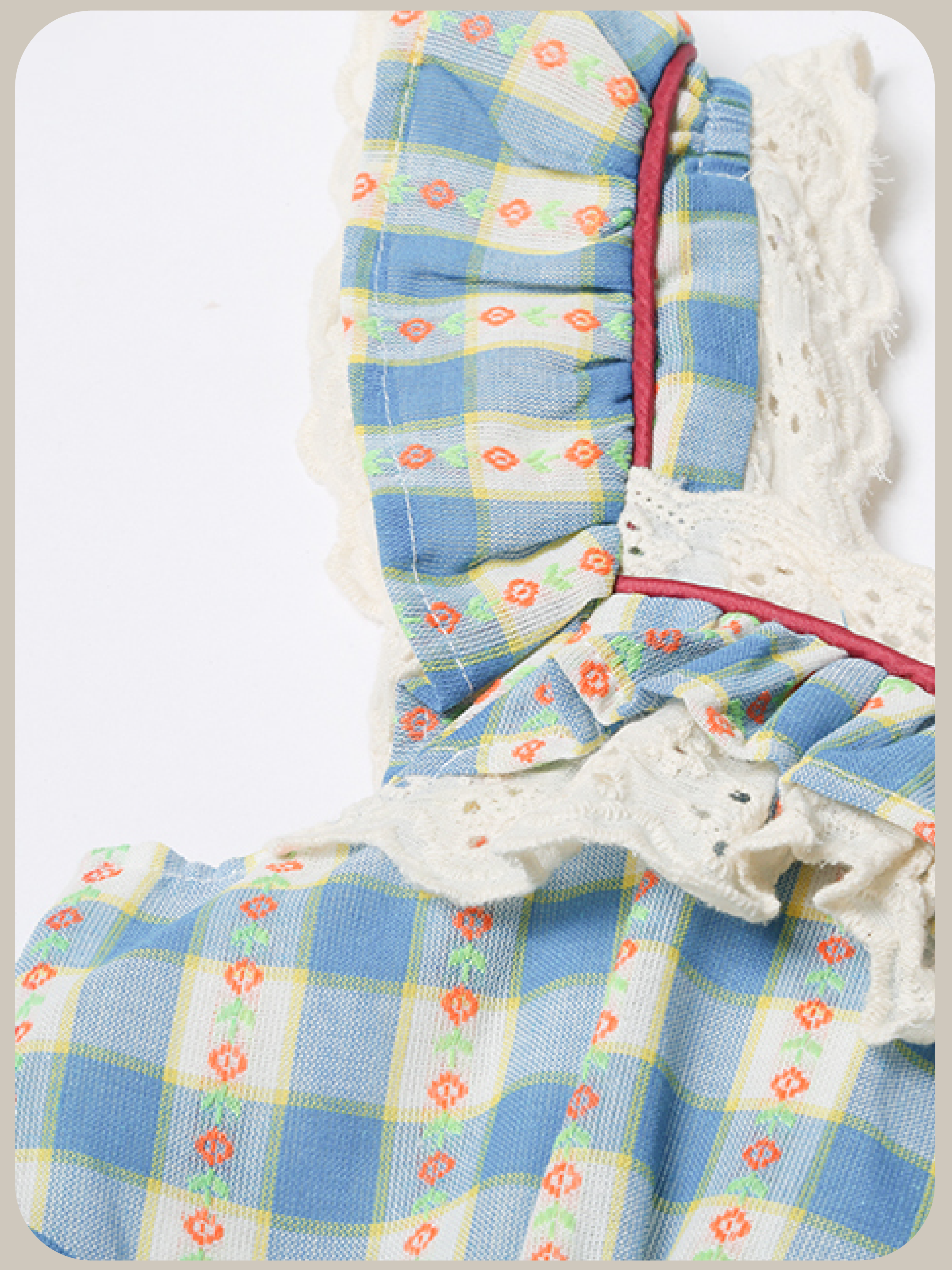 Garden Motif Plaid Frill Dress/ガーデンモチーフ チェック柄フリルワンピース