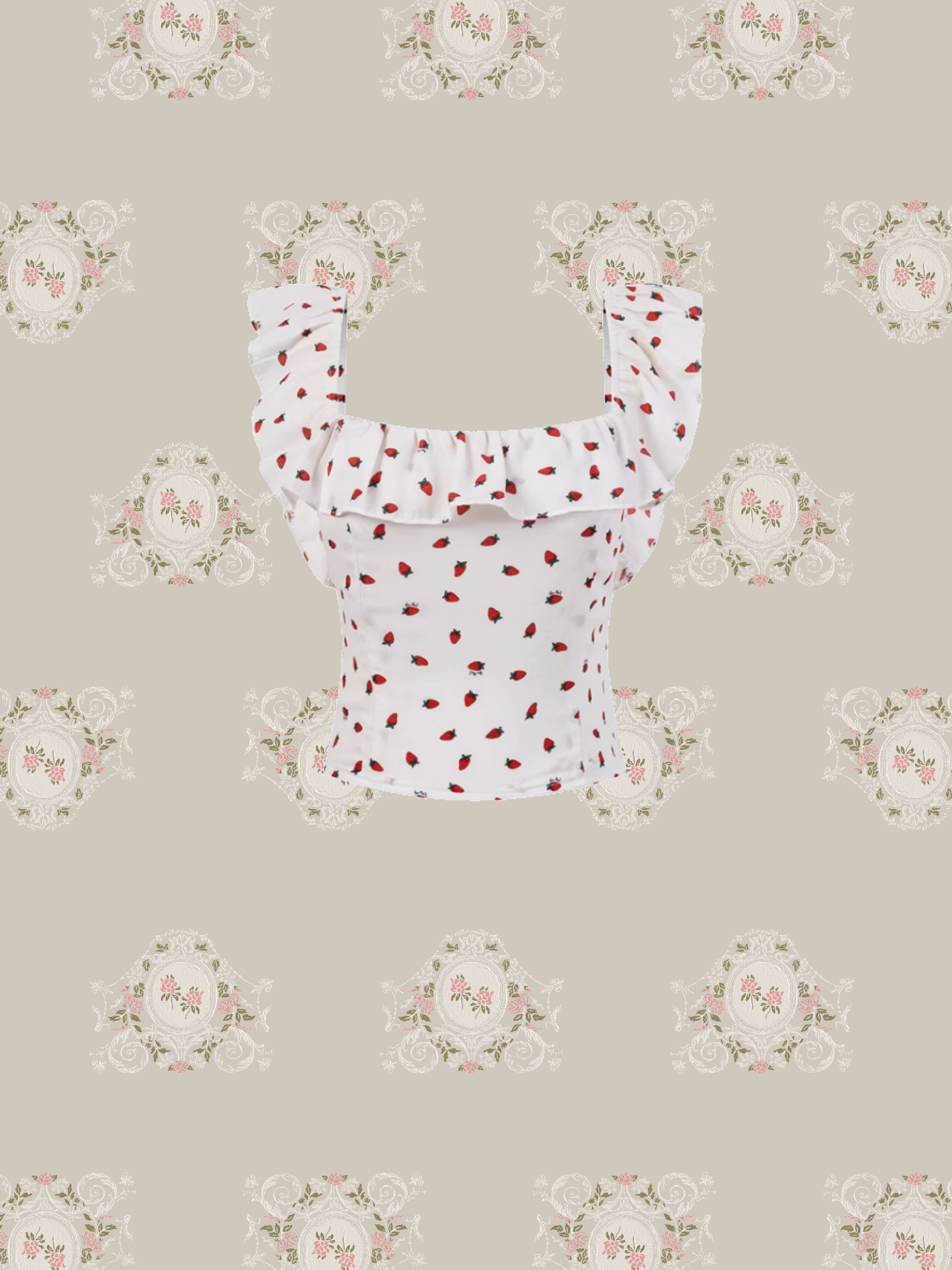 Cheerful Pattern Ruffle Short Top/柄フリルショートトップス