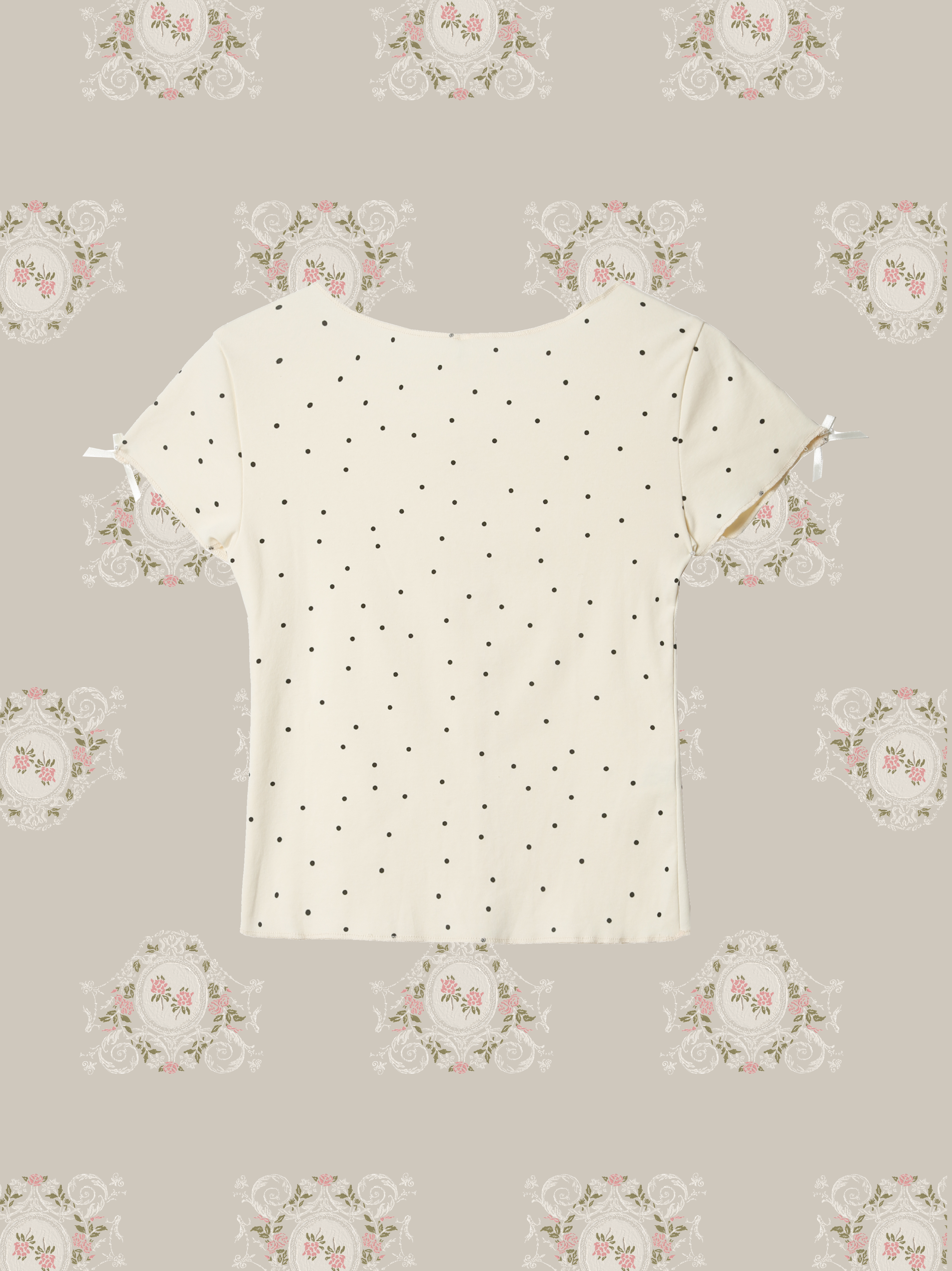 Dots Ribbon Deco T/ドットリボンデコTシャツ