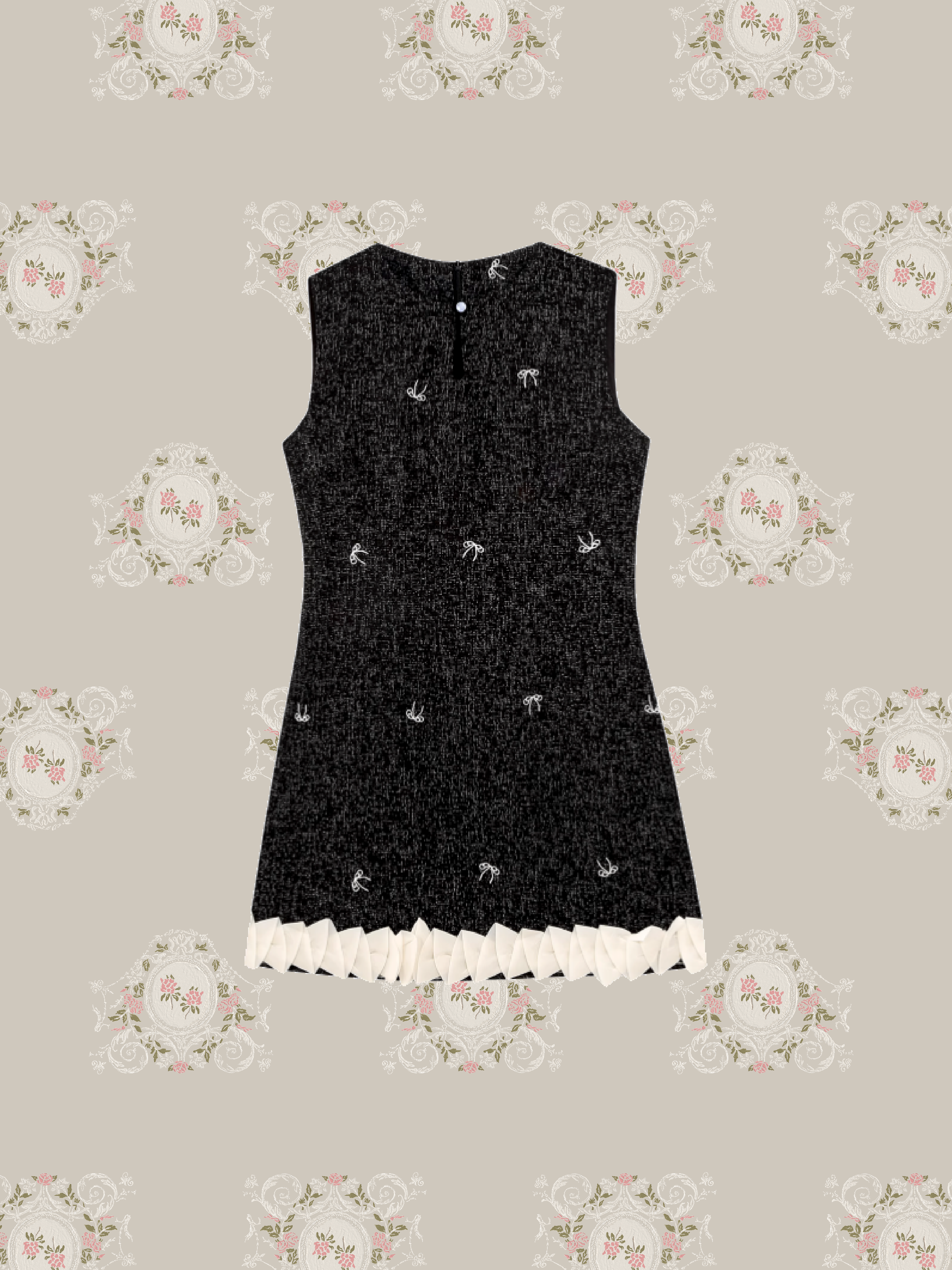 Elegant Tweed Style Frill One Piece/ツイードフリルワンピース