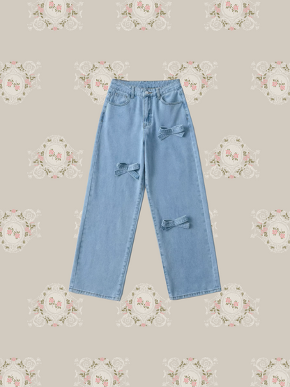 Ribbon Denim Wide Pants/リボンデニムワイドパンツ