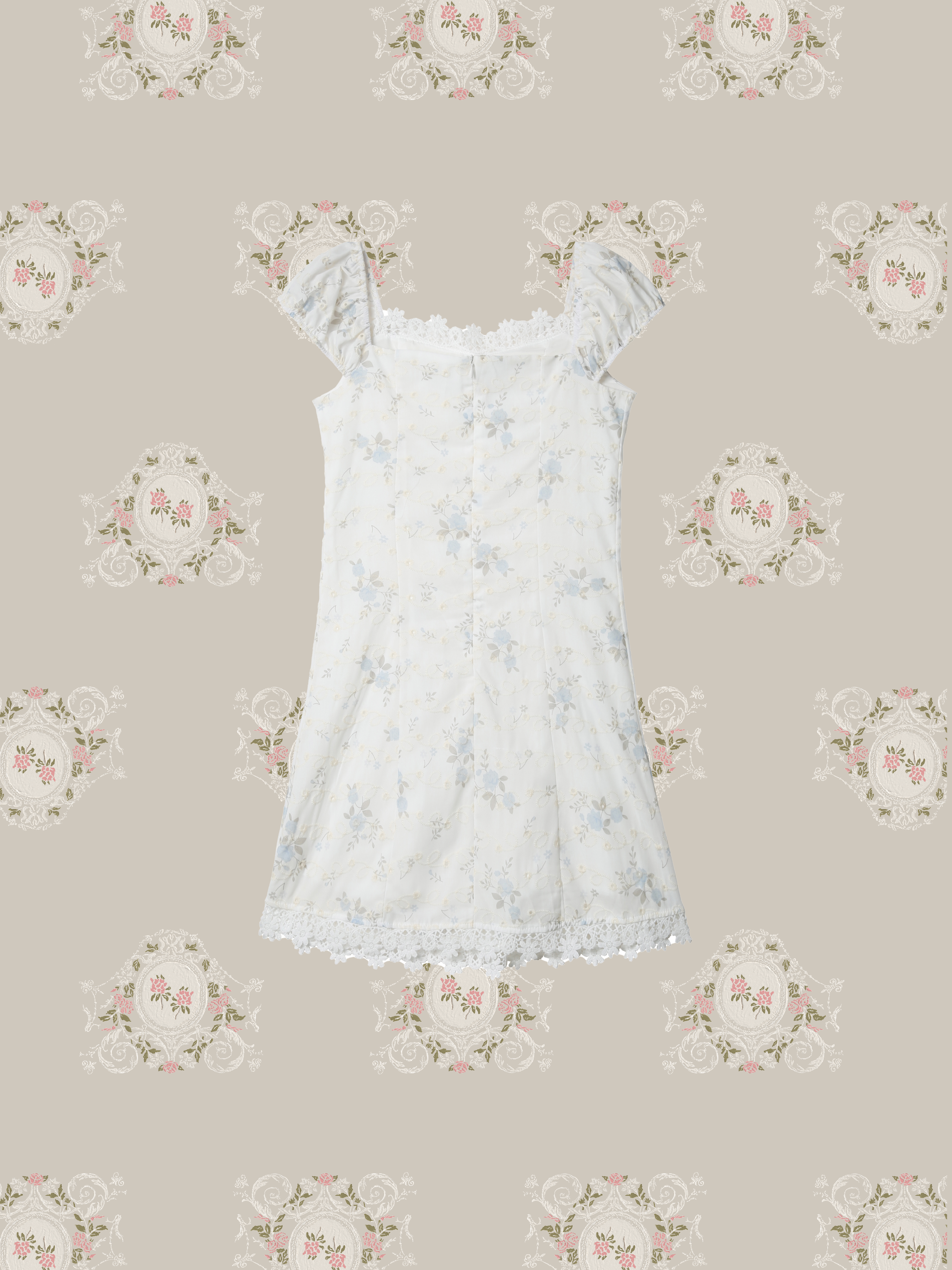 Floral Motif Waisted One Piece/花柄ウエストワンピース