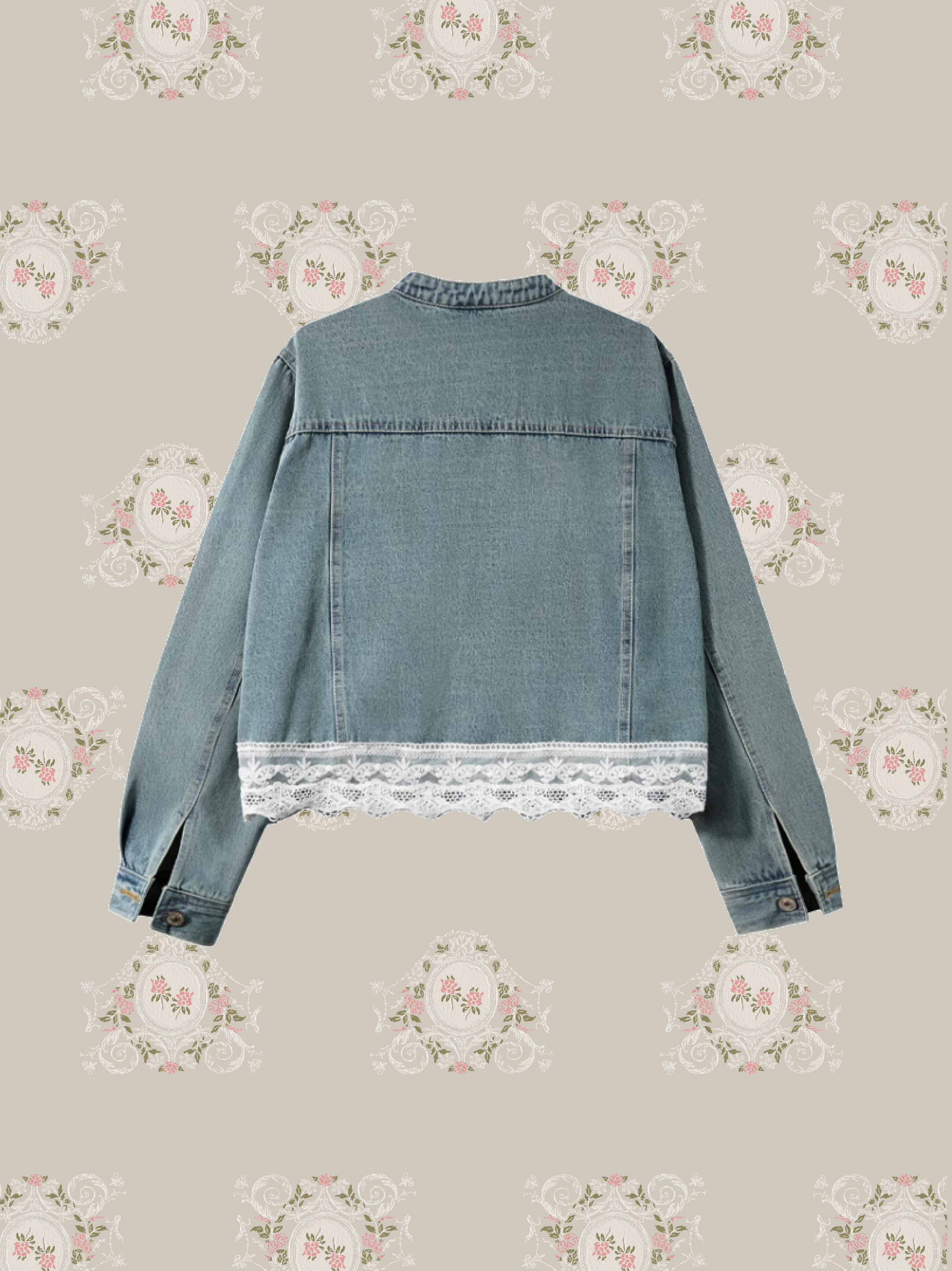 Cropped Lace Docking Denim Jacket/クロップド レース ドッキング デニム ジャケット