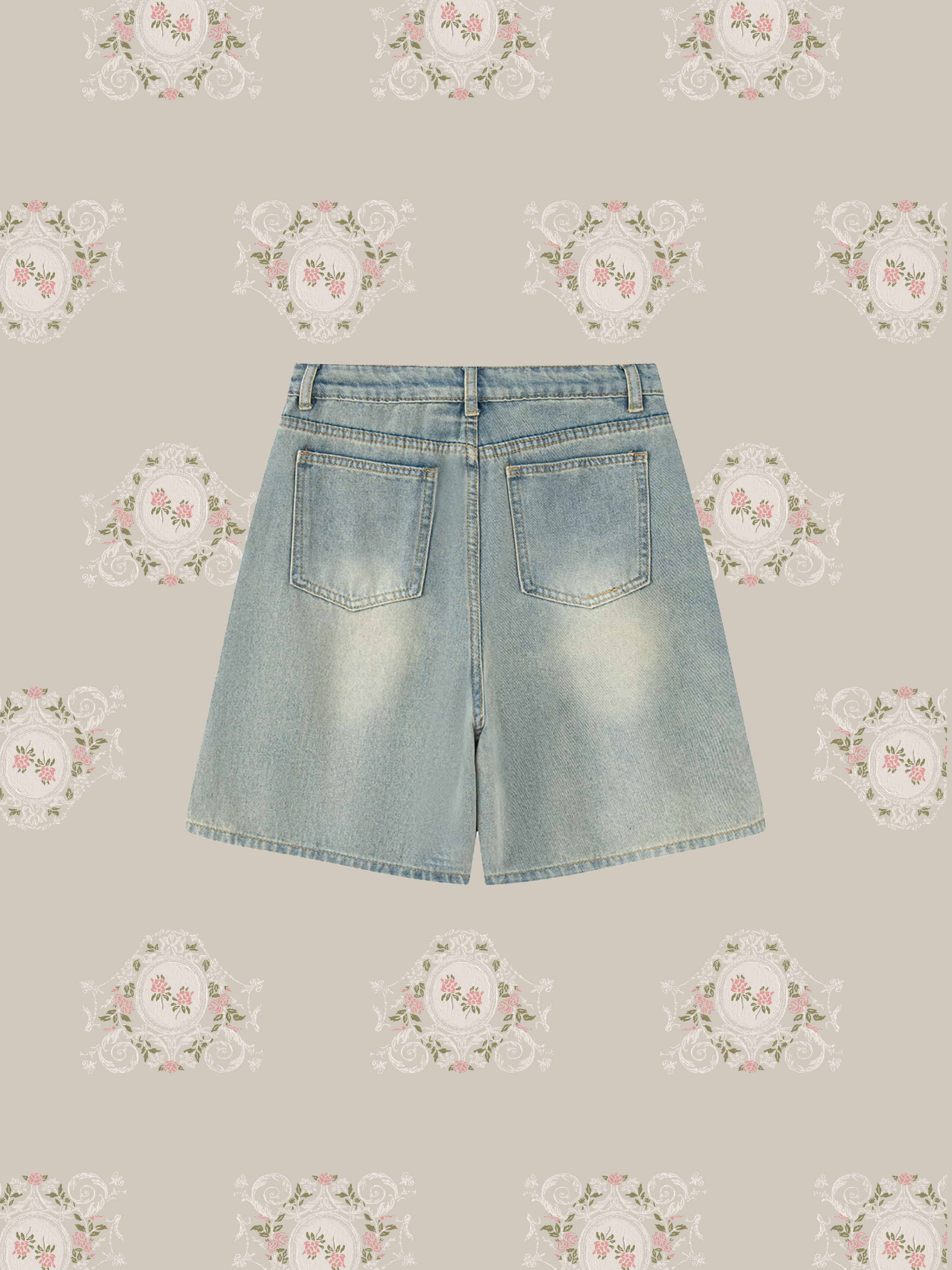 Pearl Deco Denim Short Pants/パールデコデニムショートパンツ
