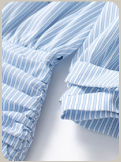 Sky Blue Preppy Flare Shirt One Piece/スカイブループレッピーフレアシャツワンピース