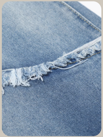 Patchwork Fringe Denim Wide Pants/パッチワークフリンジデニムワイドパンツ