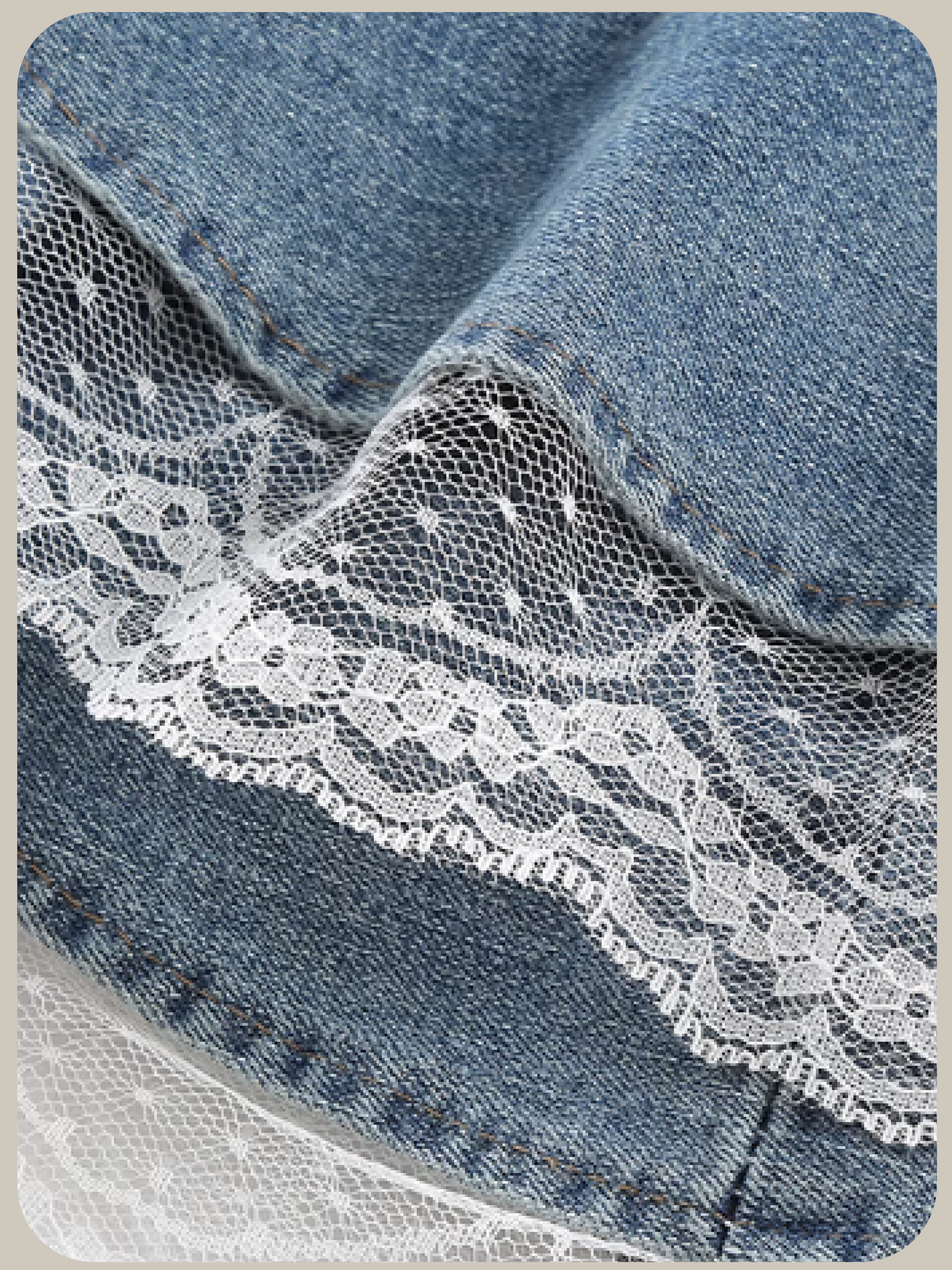 Double Lace Flare Denim Skirt/ダブルレースフレアデニムスカート