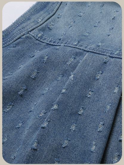 Fringe Design Lace Deco Denim Set Up/フリンジデザイン レースデコ デニムセットアップ