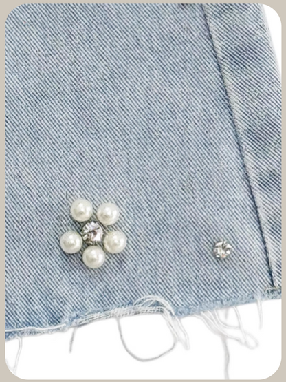 Pearl Deco Denim Skirt/パールデコデニムスカート
