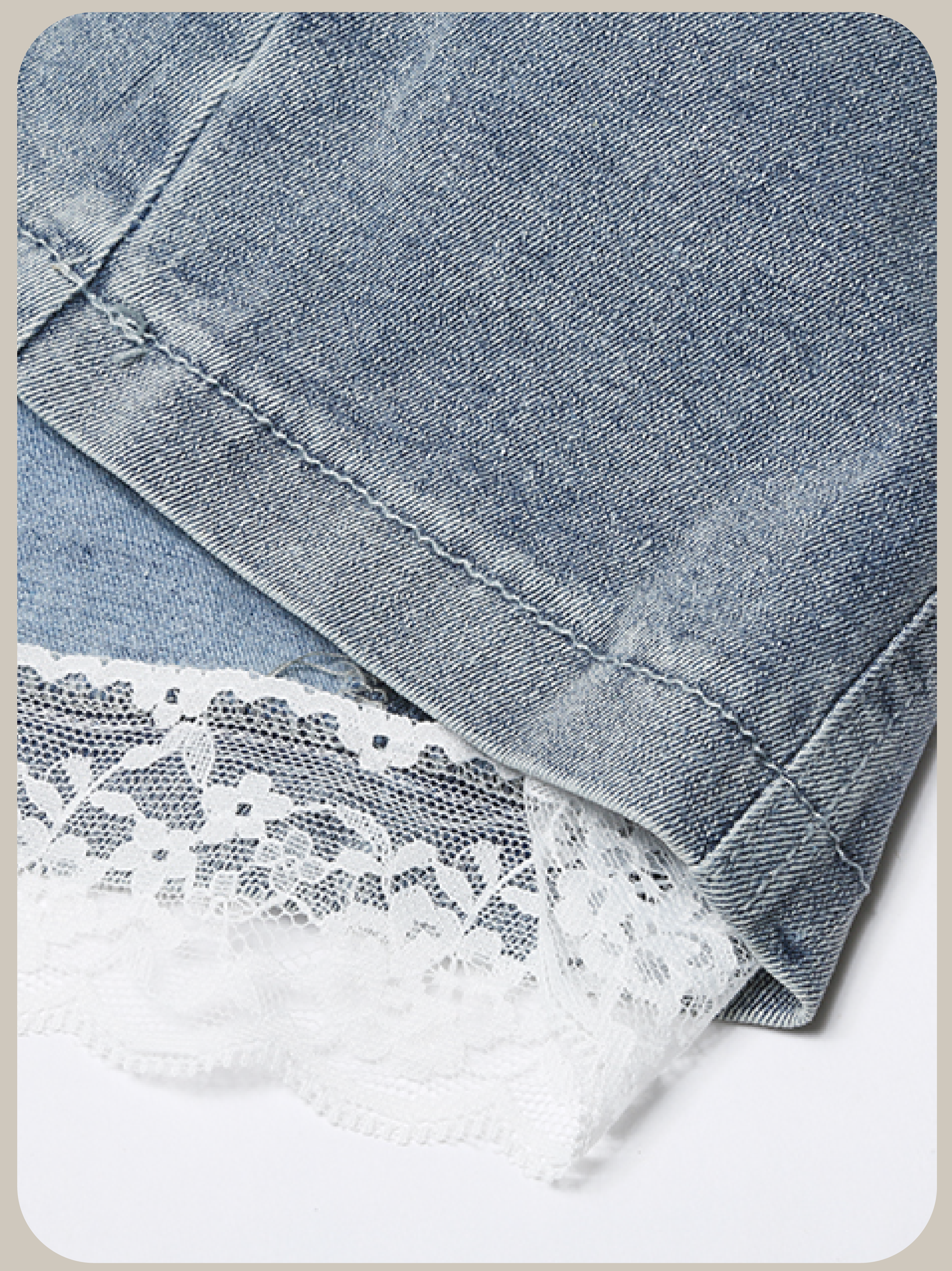Silm Lace Stitch Denim Dress/シルム レースステッチ デニムドレス