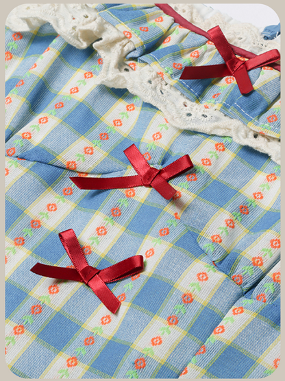 Garden Motif Plaid Frill Dress/ガーデンモチーフ チェック柄フリルワンピース
