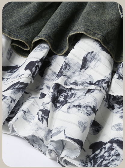 Rose Stitching Pleats Denim Cami/ローズステッチプリーツデニムキャミソール