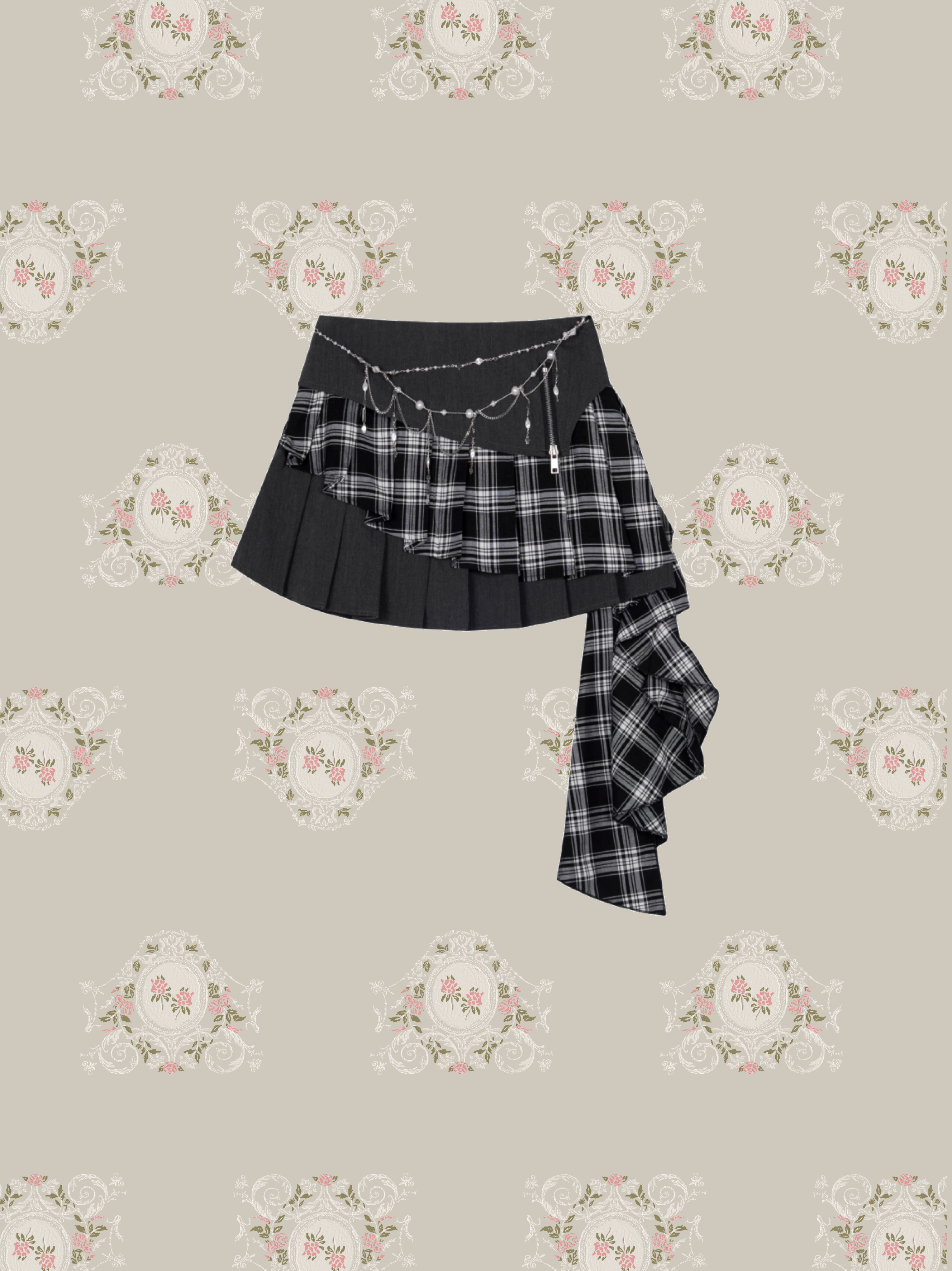 Check Cloth Stitching Mini Skirt/チェッククロスステッチミニスカート