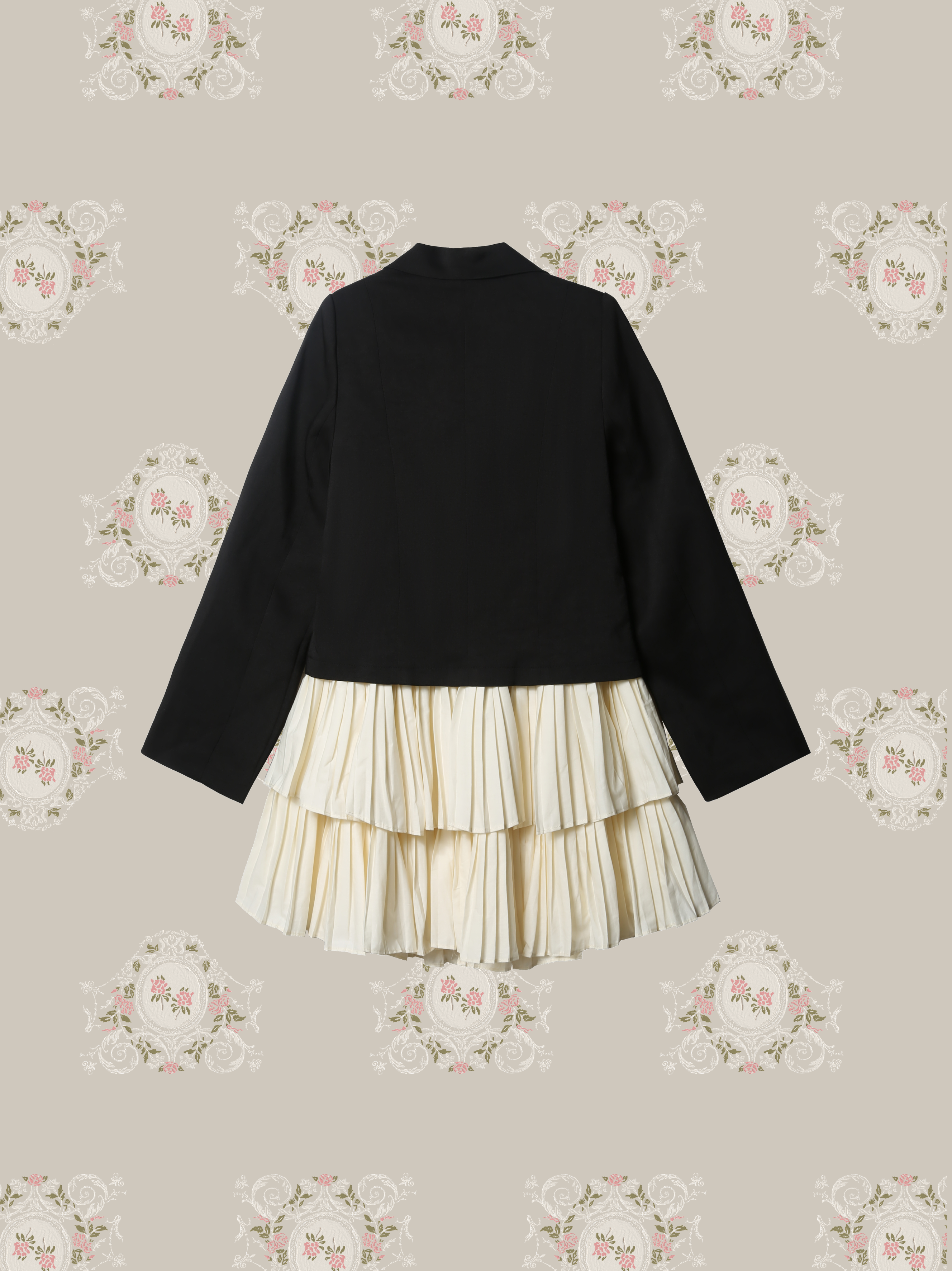 Frill Pleats Docking Jacket Dress/フリルプリーツドッキングジャケットドレス