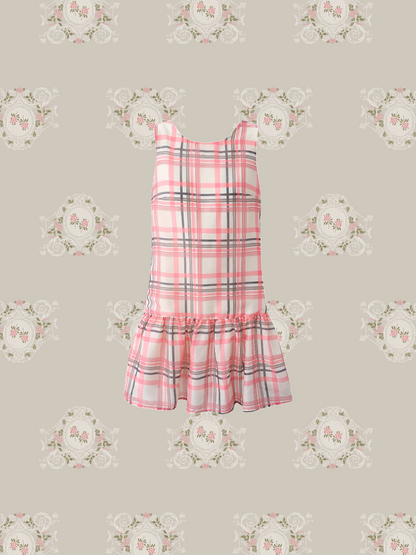 Back Button Pink Vest Dress/バックボタンピンクベストドレス