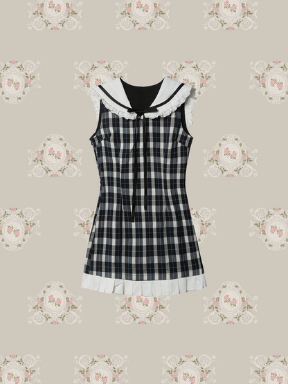 Sailor Collar Plaid Sweet Dress/セーラーカラーチェック柄スウィートワンピース