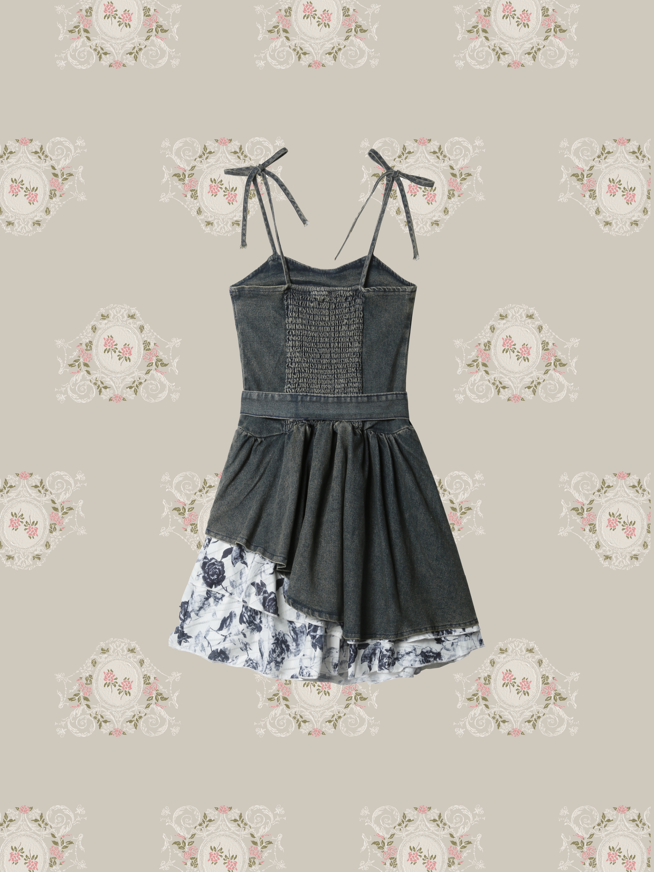 Rose Stitching Pleats Denim Cami/ローズステッチプリーツデニムキャミソール